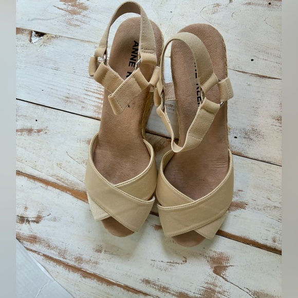 ANN KLEIN Ellis sandal wedge espadrille neutral summer party wedding sz 10 NWOB - Picture 3 of 16